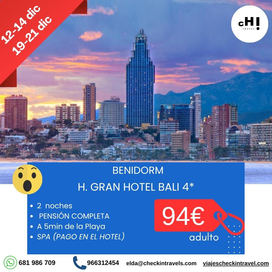 OFERTA BALI BENIDORM FINDES DICIEMBRE