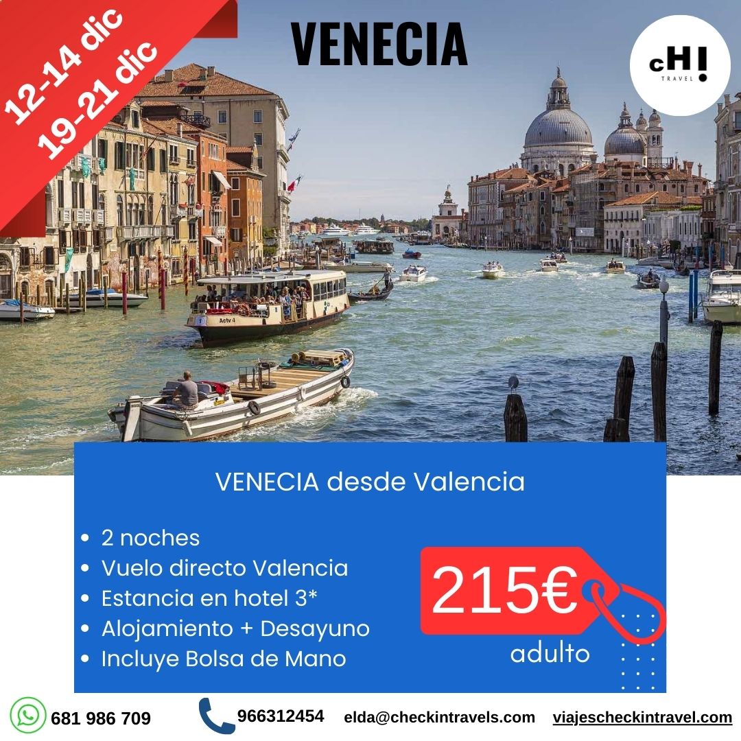 OFERTA VENECIA DICIEMBRE desde Valencia