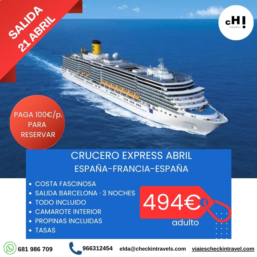 CRUCERO EXPRESS 4 DIAS MEDITERRANEO