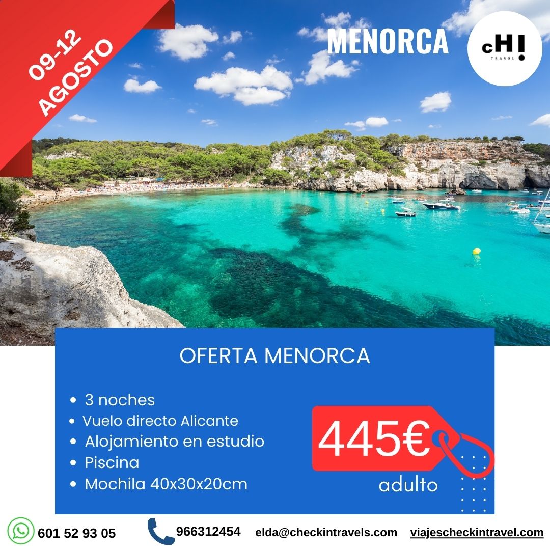 OFERTA AGOSTO MENORCA