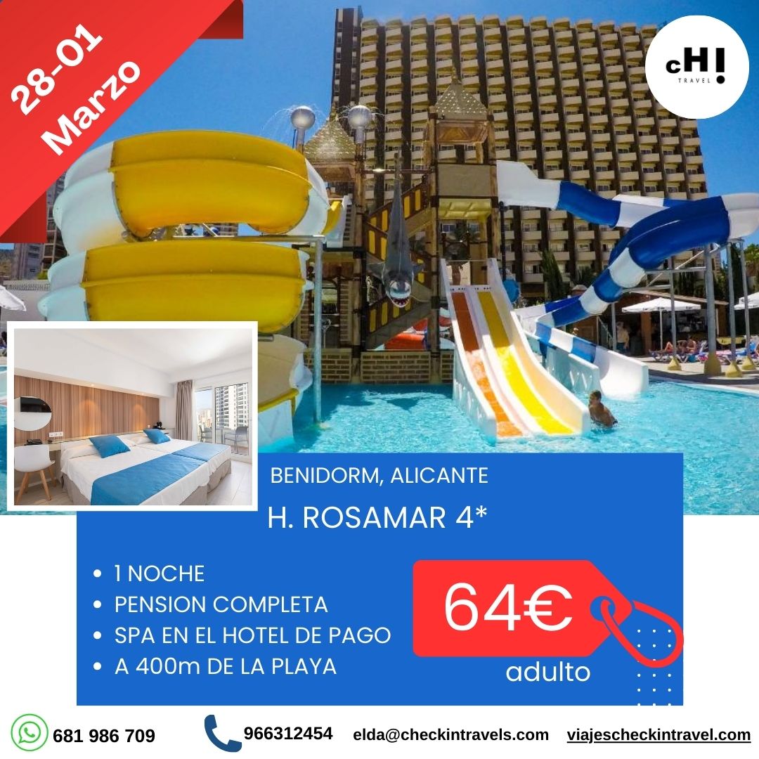 OFERTA HOTEL ROSAMAR BENIDORM 1 NOCHE