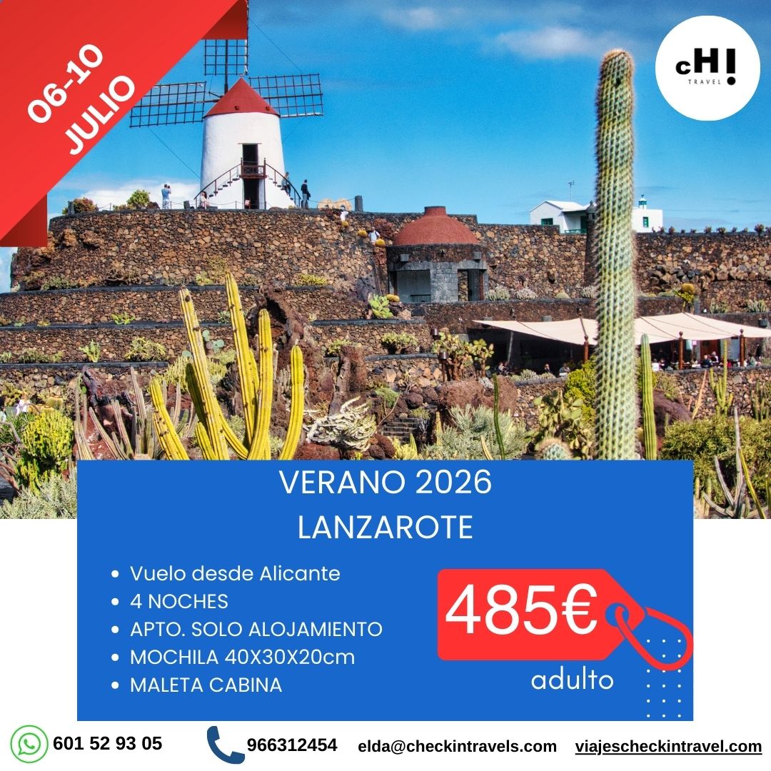 OFERTON LANZAROTE EN JULIO desde ALICANTE
