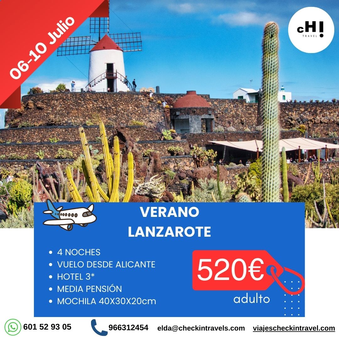 OFERTON LANZAROTE EN JULIO desde ALICANTE