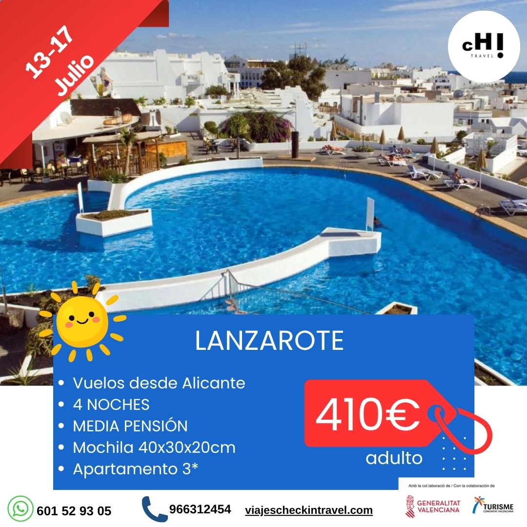 OFERTON LANZAROTE EN JULIO desde Alicante